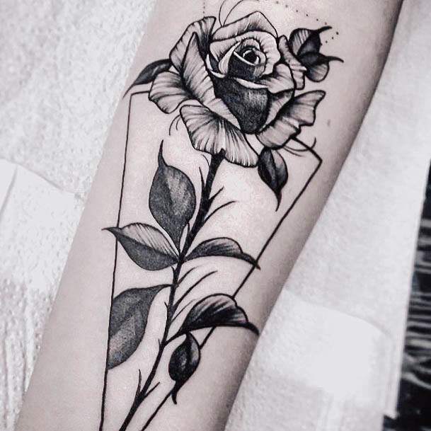 Black Rose Female Tattoo Designs