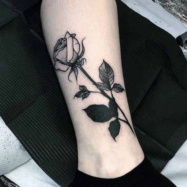 Black Rose Tattoo Legs Women