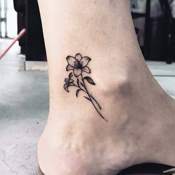 Black Rose Tattoo On Womens Ankle