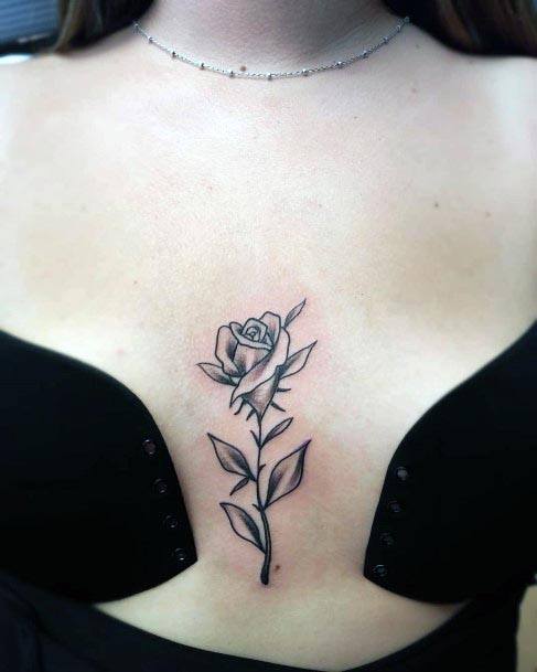 Black Rose Tattoo Womens Chest