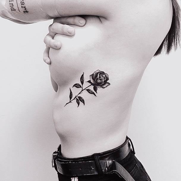 Black Rose Womens Feminine Black Rose Tattoos