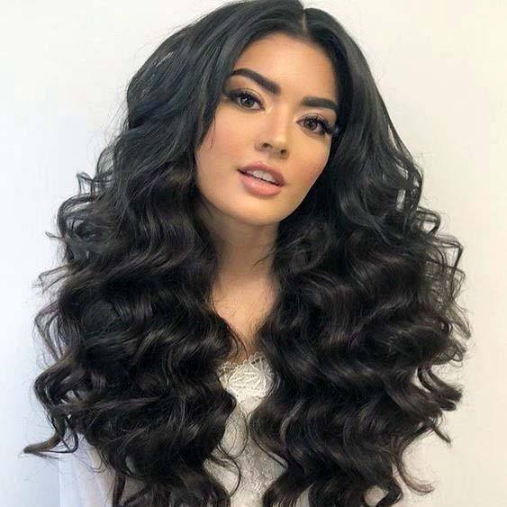 Black Sexy Curled Long Hair For Women Spring Wavy Curls