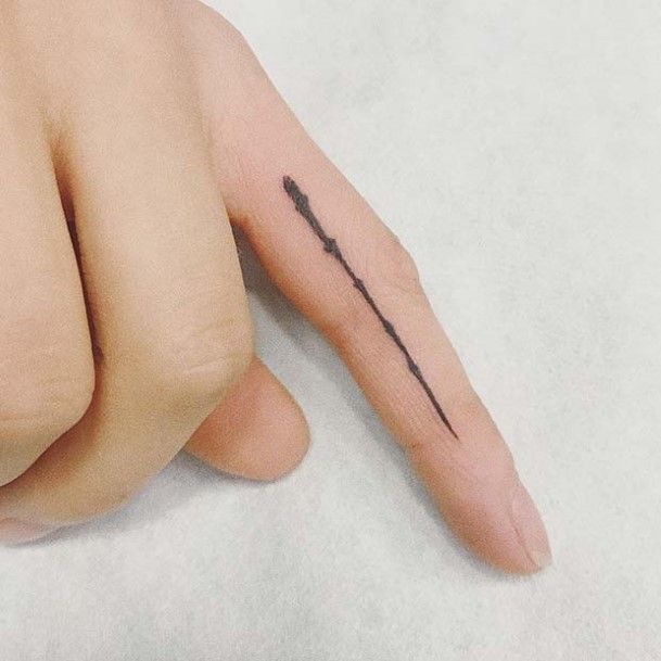 Black Stalk Tattoo Womens Fingers
