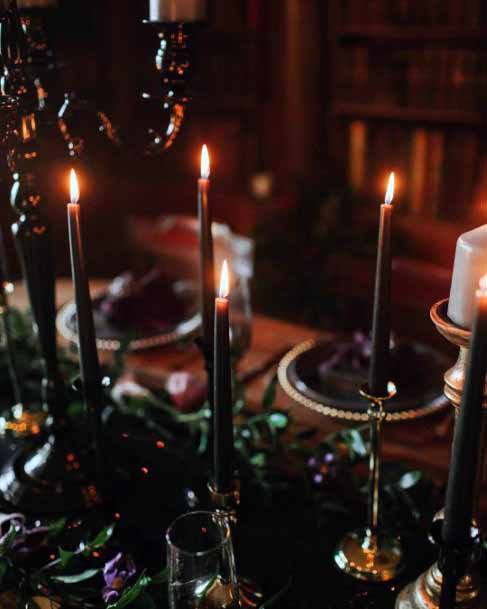 Black Tapered Candles Gothic Wedding Decor