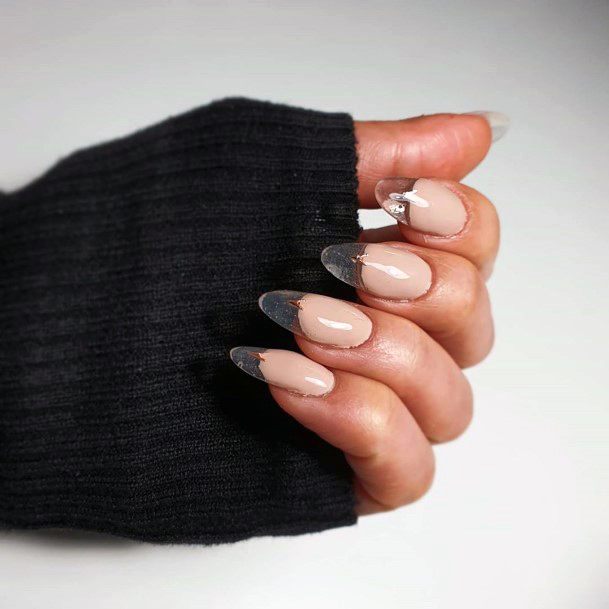 Black Tipped Transparent Nails For Women