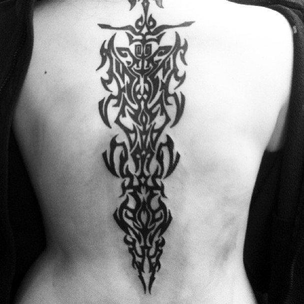 Black Tribal Tattoo For Women Back