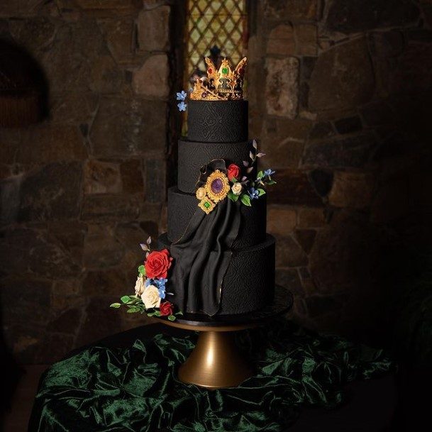 Black Veiled Wedding Cake