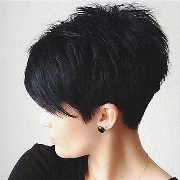 Black Voluminous Silky And Textured Pixie Cut Womens Hairstyle