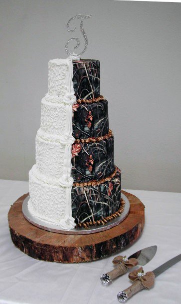 Black White Camo Wedding Cakes