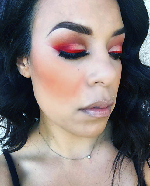 Blazing Red Fire Hot And Brown Colored Eyeshadow Women