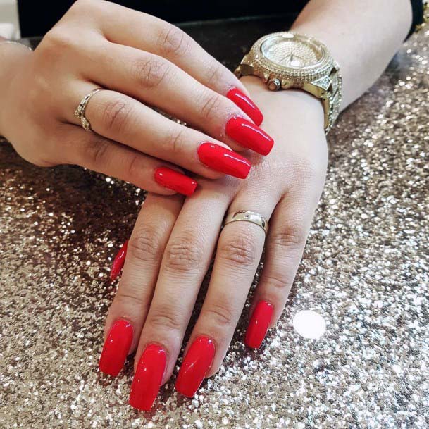 Blazing Red Summer Nails