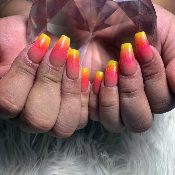 Blazing Two Tone Ombre Nails For Women Colorful Volcanic