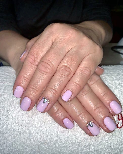 Bleached Purple With Rhinestone Nails