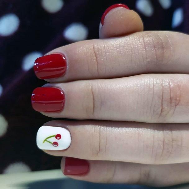 Bleeding Cherry Red Nails Women