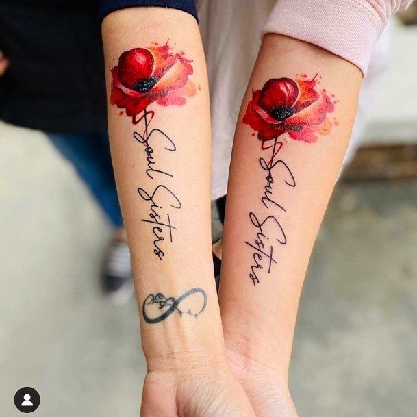 Bleeding Red Flower Tattoo Womens Forearms Best Friend