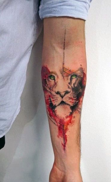 Bleeding Red Lion Tattoo For Women On Hands