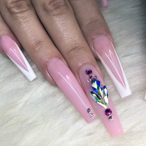 Bling On Clear Pink Nails Women