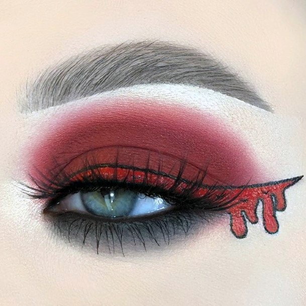 Bloddy Red Womens Halloween Eyeshadow Art