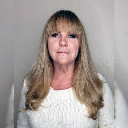 Blonde Long With Bangs Hairstyles For Women Over 60