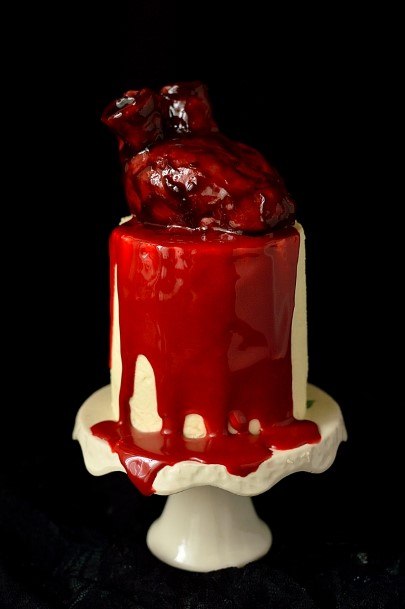 Blood Red Heart Halloween Wedding Cake
