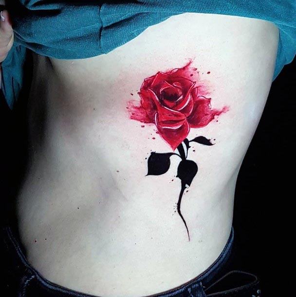 Blood Rose Tattoo Womens Torso