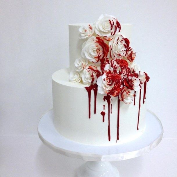 Bloody Flowers Halloween Wedding Cakes