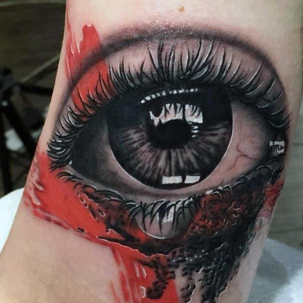 Bloody Red Eye Tattoo Womens Arms