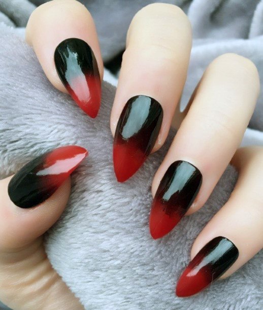 Bloody Red Tips Black Fall Ombre Nails For Womens Ideas