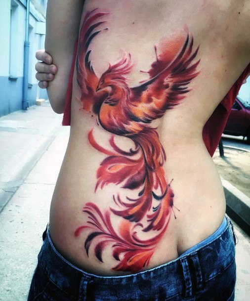 Bloody Wine Phoenix Tattoo Womens Torso