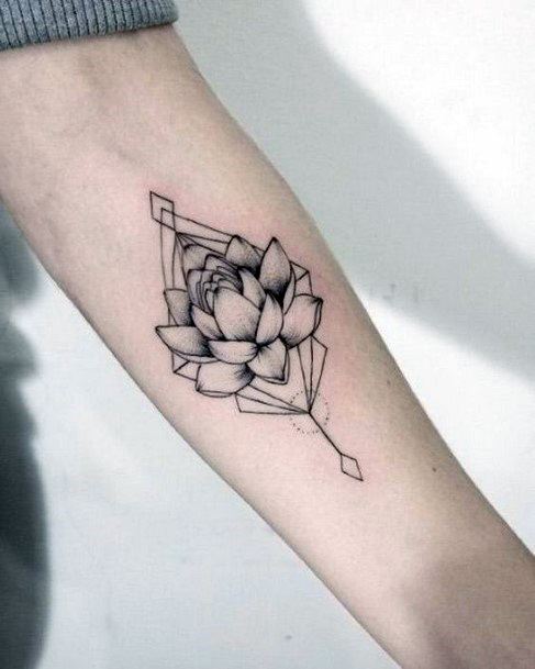 Blooming Lotus Arrow Tattoo Womens Hand