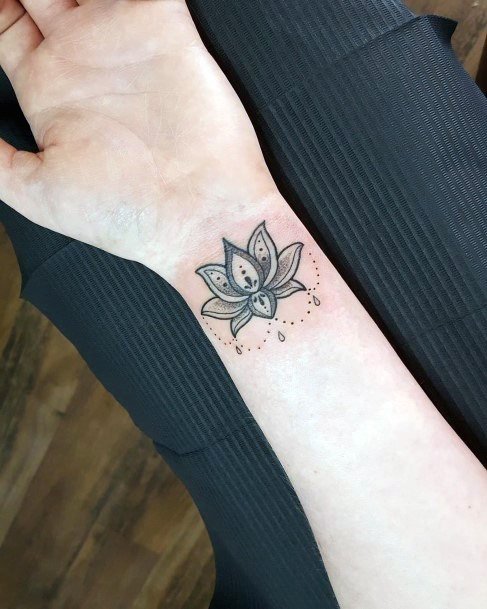 Blooming Lotus Womens Wrist Tattoos