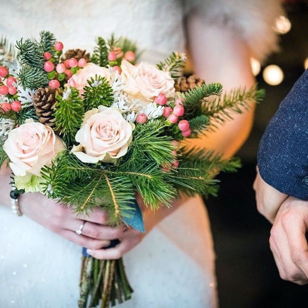 Blooming White Rose Flowers And Leaves Art Christmas Wedding