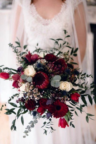 Blossom Filled Red Wedding Flowers