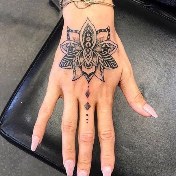 Blossoming Chakra Lotus Tattoo Womens Hands