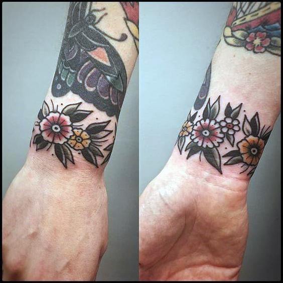 Blossoms Band Traditional Tattoo For Women