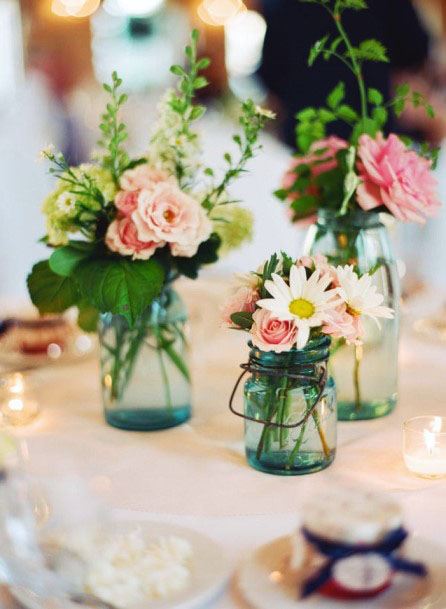 Blossoms In Mason Jar Wedding Decorations