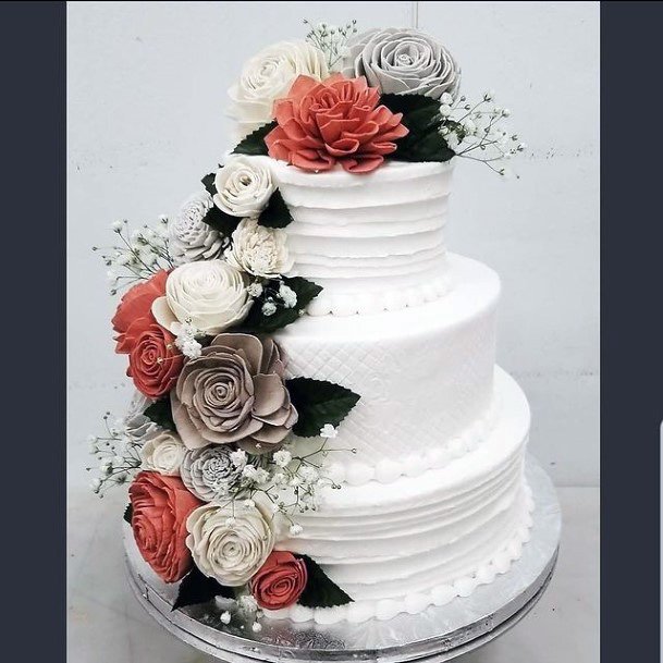 Blossoms On 3 Tier Wedding Cake Women