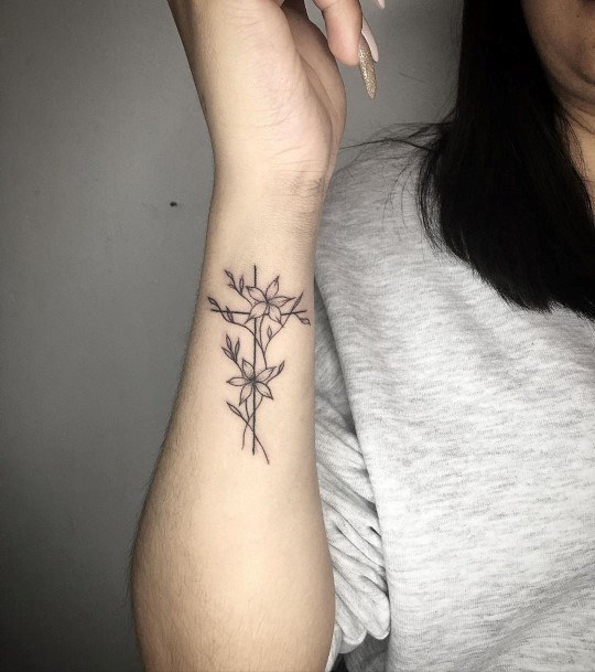 Blossoms On Cross Tattoo Womens Hand