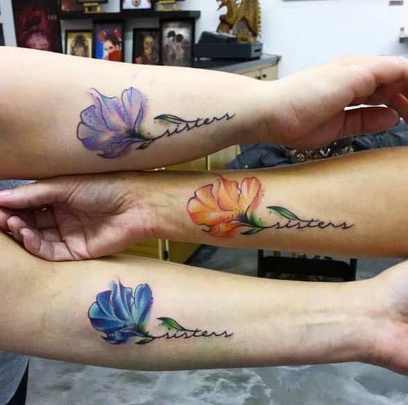 Blossoms Tattoo For Sisters Forearms