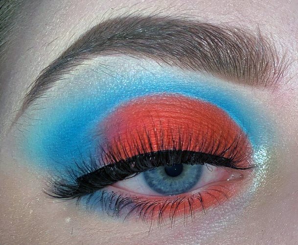 Blue And Coral Eyeshadow Women