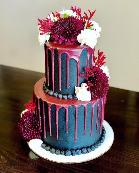 Blue And Dripping Pink Halloween Wedding Cakes