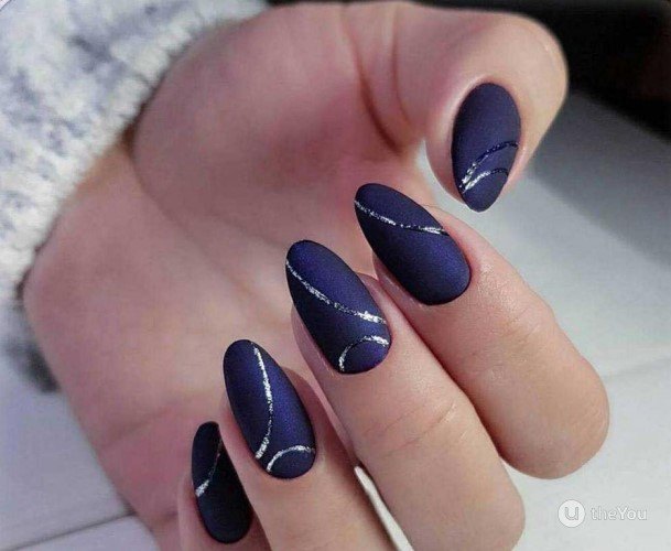 Blue And Gold Womens Nail Ideas