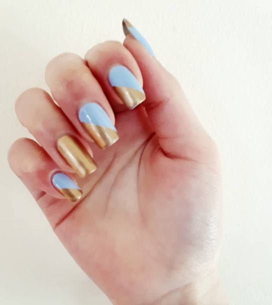 Blue And Gold Womens Nails