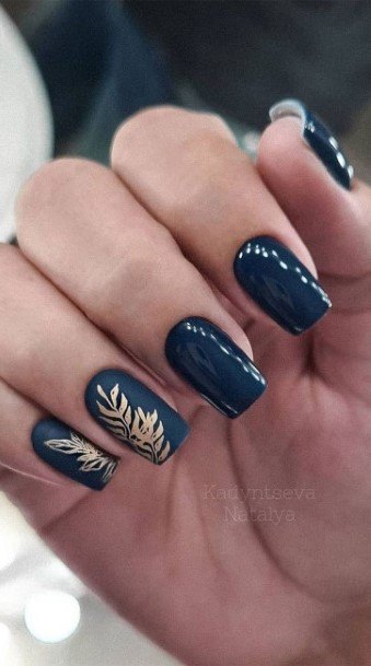 Blue And Goldic Womens Blue And Gold Nail Designs