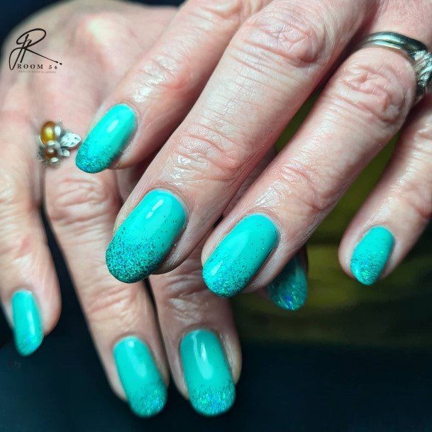 Blue And Green Nail For Ladies