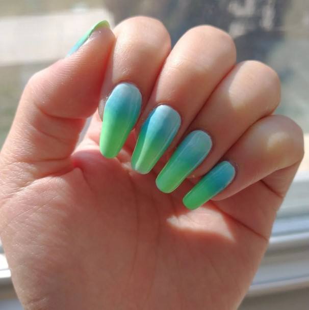 Blue And Green Nails Feminine Ideas