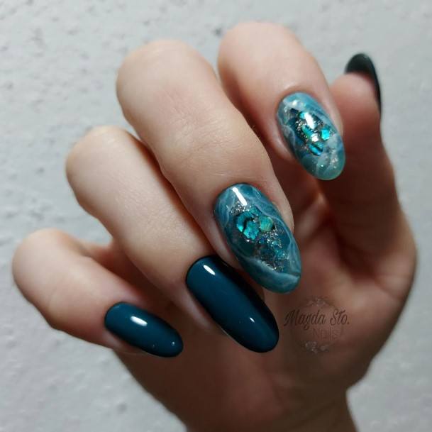 Blue And Green Nails For Girls