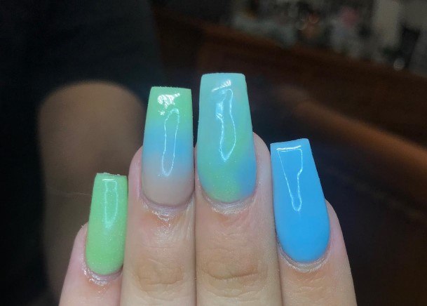 Blue And Green Womens Nails