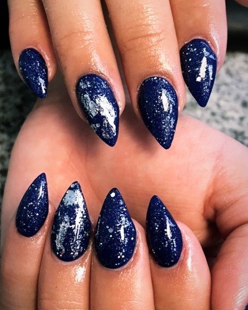 Blue And Silver Female Nail Designs