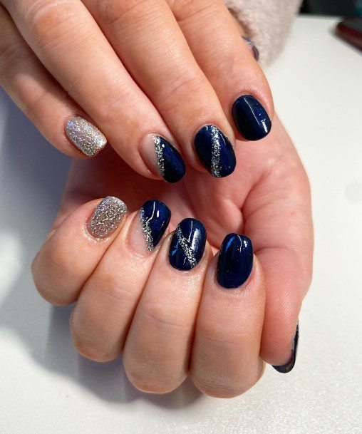 Blue And Silver Girls Nail Ideas